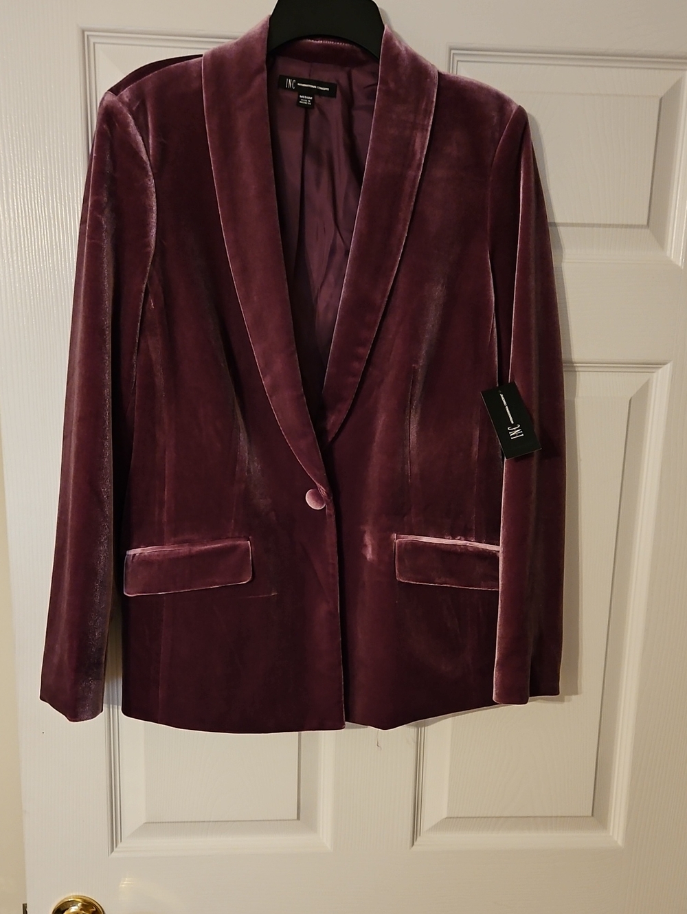 INC International Concepts Velvet Blazer in Light Plum